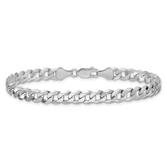 Sterling Silver Rhodium-plated 6mm Beveled Curb Chain - 7