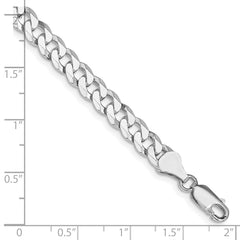 Sterling Silver Rhodium-plated 6mm Beveled Curb Chain - 7