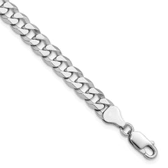 Sterling Silver Rhodium-plated 6mm Beveled Curb Chain - 7