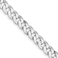 Sterling Silver Rhodium-plated 6mm Beveled Curb Chain - 6