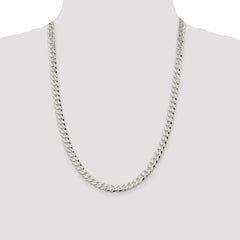 Sterling Silver 7mm Beveled Curb Chain - 8
