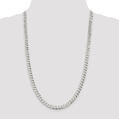 Sterling Silver 7mm Beveled Curb Chain - 9