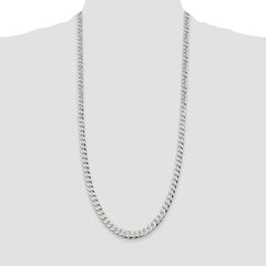 Sterling Silver 7mm Beveled Curb Chain - 6