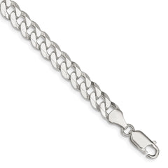 Sterling Silver 7mm Beveled Curb Chain - 11