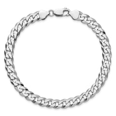 Sterling Silver Rhodium-plated 7mm Beveled Curb Chain - 8