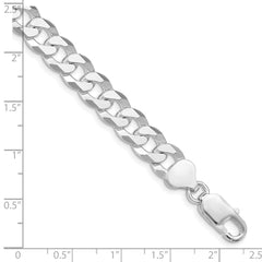 Sterling Silver Rhodium-plated 8.5mm Beveled Curb Chain - 5
