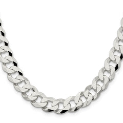 Sterling Silver 10.6mm Beveled Curb Chain - 7