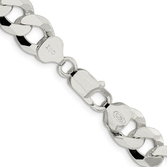 Sterling Silver 10.6mm Beveled Curb Chain - 7
