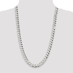 Sterling Silver 10.6mm Beveled Curb Chain - 7