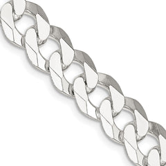 Sterling Silver 10.6mm Beveled Curb Chain - 7
