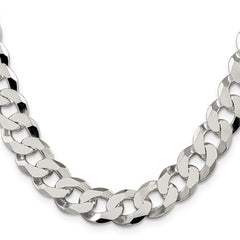 Sterling Silver 12.3mm Beveled Curb Chain - 5