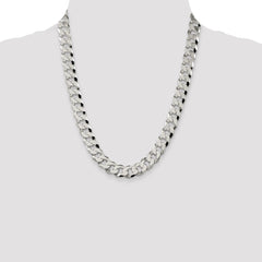 Sterling Silver 12.3mm Beveled Curb Chain - 5