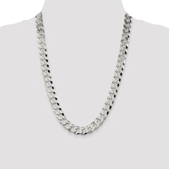 Sterling Silver 12.3mm Beveled Curb Chain - 7