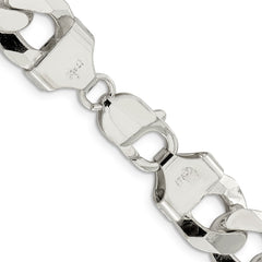 Sterling Silver 14mm Beveled Curb Chain - 6