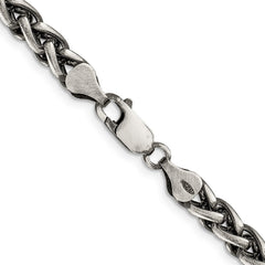 Sterling Silver Antiqued 6mm Round Spiga Chain - 4
