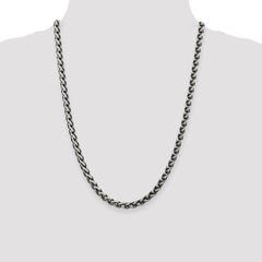 Sterling Silver Antiqued 6mm Round Spiga Chain - 5