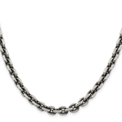 Sterling Silver Antiqued 7.0mm D/C Elongated Open Link Chain - 2