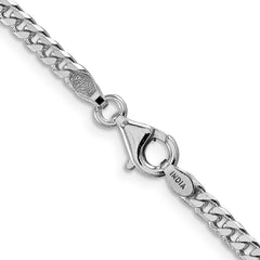 Sterling Silver Rhodium-plated Polished 3.15mm Curb Chain - 3