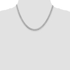 Sterling Silver Rhodium-plated Polished 5mm Curb Chain - 4