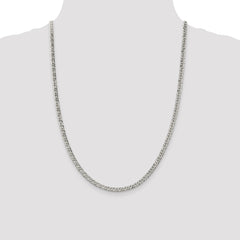 Sterling Silver 4.25mm 6 Side D/C Flat Double Curb Chain - 4