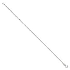 Sterling Silver 1.25mm Rolo with Beads Chain Anklet - 2
