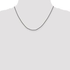 Sterling Silver Ruthenium-plated 1.7mm Twisted Tight Wheat Chain - 5