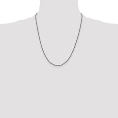 Sterling Silver Ruthenium-plated 1.7mm Twisted Tight Wheat Chain - 6