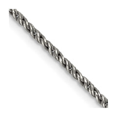 Sterling Silver Ruthenium-plated 1.7mm Twisted Tight Wheat Chain