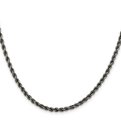 Sterling Silver Ruthenium-plated 3.4mm Rope Chain - 4