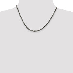 Sterling Silver Ruthenium-plated 3.4mm Rope Chain - 5