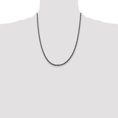 Sterling Silver Ruthenium-plated 3.4mm Rope Chain - 6