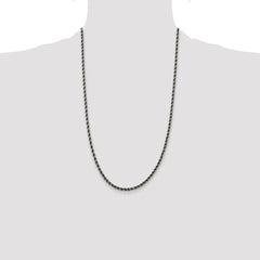 Sterling Silver Ruthenium-plated 3.4mm Rope Chain - 4