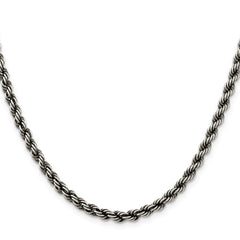 Sterling Silver Ruthenium-plated 4.5mm Rope Chain - 5