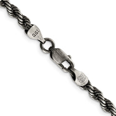 Sterling Silver Ruthenium-plated 4.5mm Rope Chain - 6