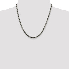 Sterling Silver Ruthenium-plated 4.5mm Rope Chain - 4