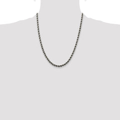 Sterling Silver Ruthenium-plated 4.5mm Rope Chain - 6