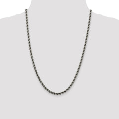 Sterling Silver Ruthenium-plated 4.5mm Rope Chain