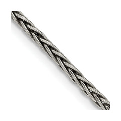 Sterling Silver Antiqued 2.2mm Solid Square Spiga Chain - 3