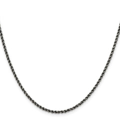 Sterling Silver Ruthenium-plated 2.3mm Rope Chain - 2