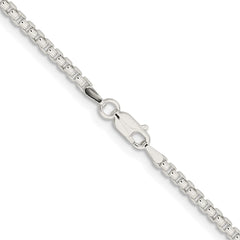Sterling Silver Rhodium-plated 2.6mm Round Box Chain - 5