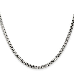 Sterling Silver Antiqued 3.6mm Round Box Chain - 6