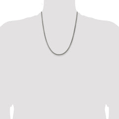 Sterling Silver Antiqued 3.6mm Round Box Chain - 4