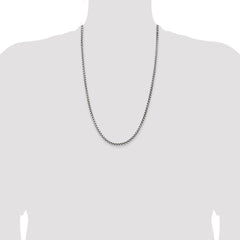 Sterling Silver Antiqued 3.6mm Round Box Chain - 2