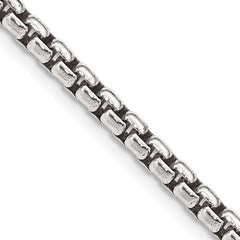 Sterling Silver Antiqued 3.6mm Round Box Chain - 6