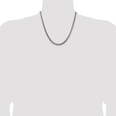 Sterling Silver Antiqued 5.2mm Round Box Chain - 3