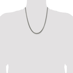 Sterling Silver Antiqued 5.2mm Round Box Chain - 5