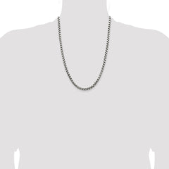 Sterling Silver Antiqued 5.2mm Round Box Chain - 4