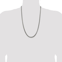 Sterling Silver Antiqued 5.2mm Round Box Chain - 6