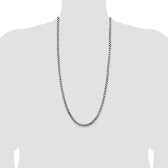 Sterling Silver Antiqued 5.2mm Round Box Chain - 2