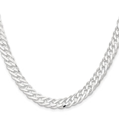Sterling Silver 7.75mm 6 Side D/C Flat Double Curb Chain - 5